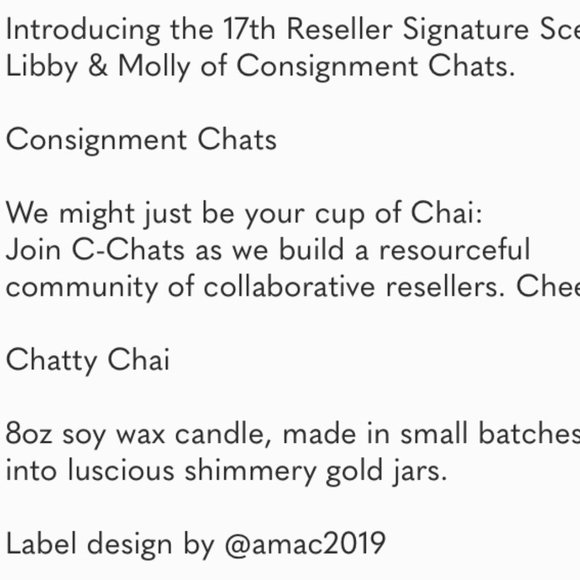 Chatty Chai Hand Poured Soy Wax Candle by Consignment Chats Libby & Molly - Picture 7 of 14